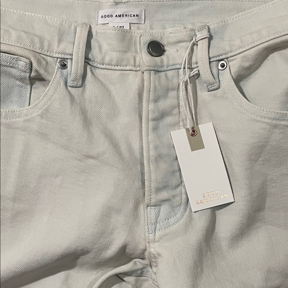 Good American Men's Cream Slim Straight Jeans
